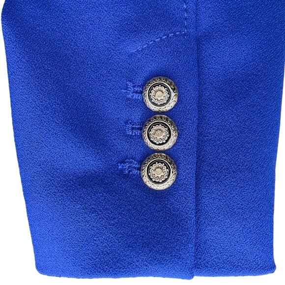 Zara Double Breasted Cobalt Blue Gold Button Crepe Blazer Kate Middleton Size XS - Picture 11 of 15